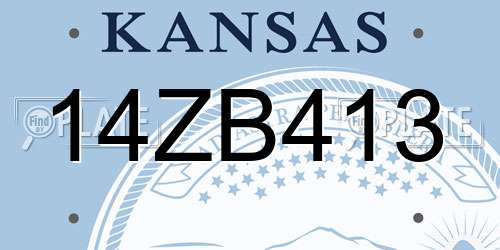 14ZB413 Kansas License Plate