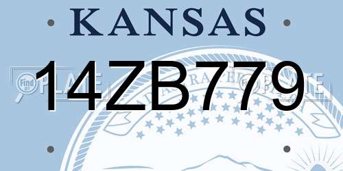 14ZB779 Kansas License Plate