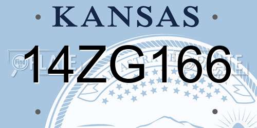 14ZG166 Kansas License Plate