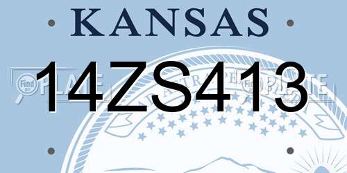 14ZS413 Kansas License Plate