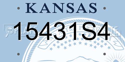 15431S4 Kansas License Plate