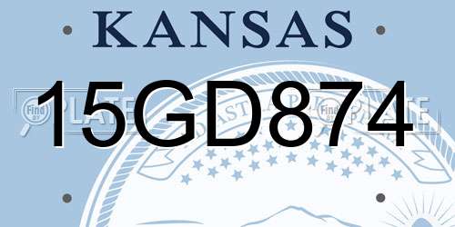 15GD874 Kansas License Plate