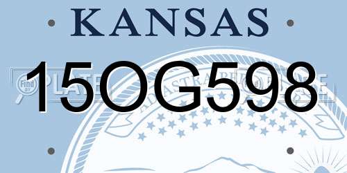 15OG598 Kansas License Plate