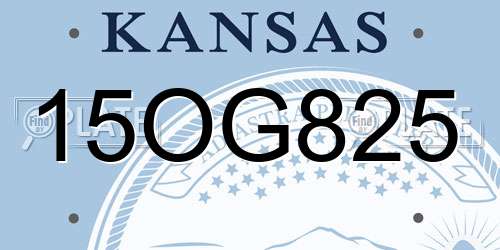 15OG825 Kansas License Plate