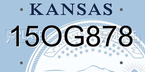 15OG878 Kansas License Plate