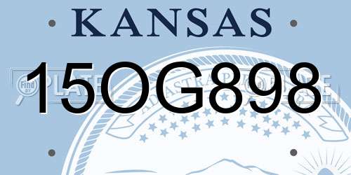 15OG898 Kansas License Plate