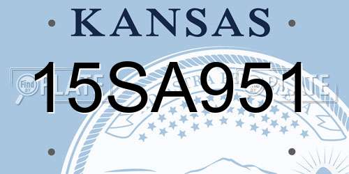 15SA951 Kansas License Plate