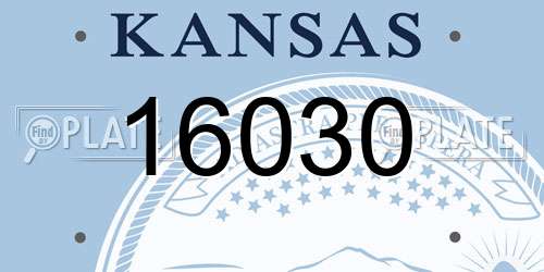 16030 Kansas License Plate