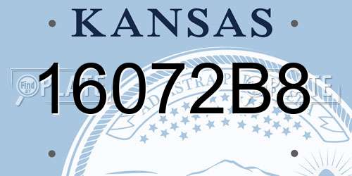 16072B8 Kansas License Plate