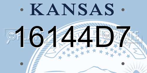 16144D7 Kansas License Plate