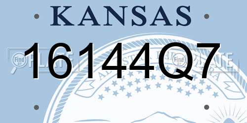 16144Q7 Kansas License Plate