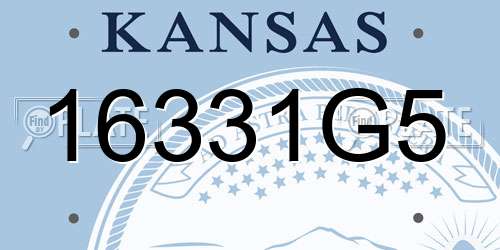 16331G5 Kansas License Plate