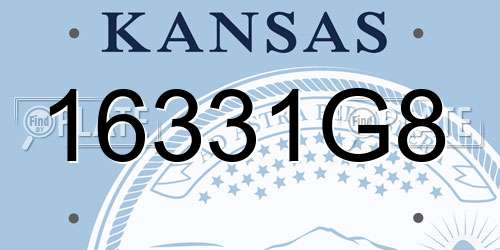 16331G8 Kansas License Plate