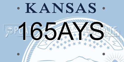 165AYS Kansas License Plate