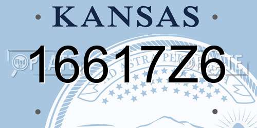 16617Z6 Kansas License Plate