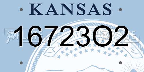 16723O2 Kansas License Plate