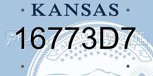 16773D7 Kansas License Plate