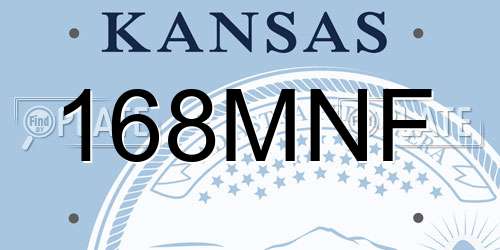 168MNF Kansas License Plate