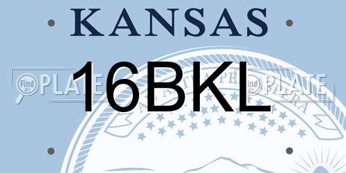 16BKL Kansas License Plate