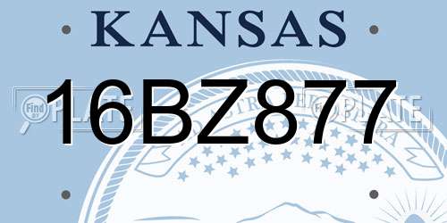 16BZ877 Kansas License Plate
