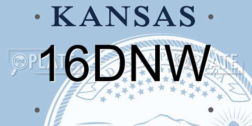 16DNW Kansas License Plate