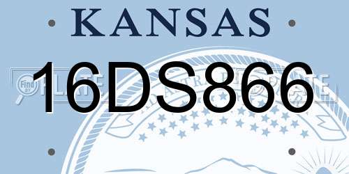 16DS866 Kansas License Plate