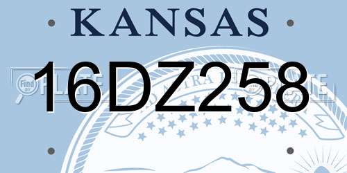 16DZ258 Kansas License Plate