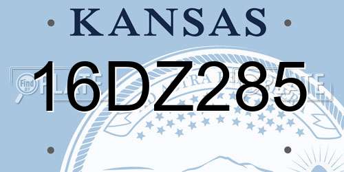 16DZ285 Kansas License Plate