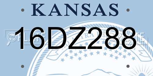 16DZ288 Kansas License Plate