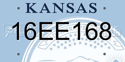 16EE168 Kansas License Plate