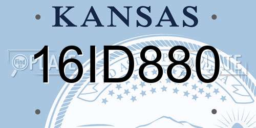 16ID880 Kansas License Plate