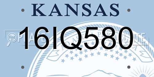 16IQ580 Kansas License Plate