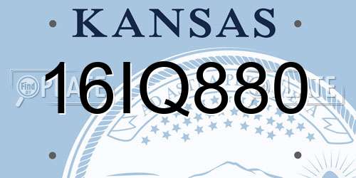 16IQ880 Kansas License Plate