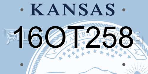 16OT258 Kansas License Plate