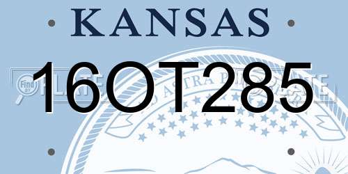 16OT285 Kansas License Plate