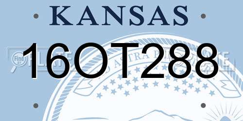16OT288 Kansas License Plate