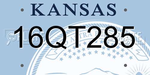 16QT285 Kansas License Plate