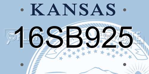 16SB925 Kansas License Plate