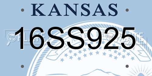 16SS925 Kansas License Plate