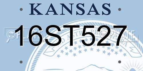16ST527 Kansas License Plate