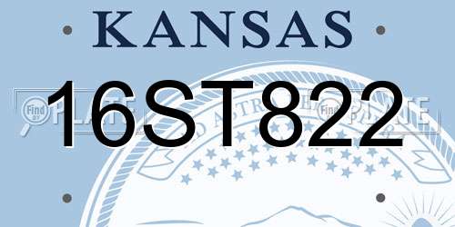 16ST822 Kansas License Plate