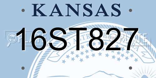 16ST827 Kansas License Plate