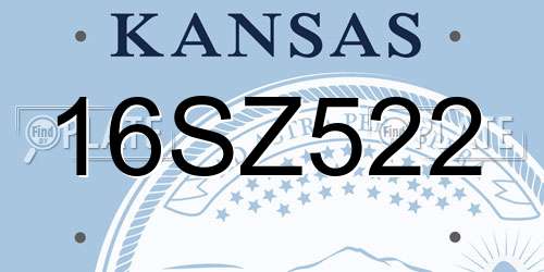 16SZ522 Kansas License Plate