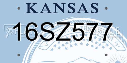16SZ577 Kansas License Plate