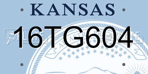 16TG604 Kansas License Plate
