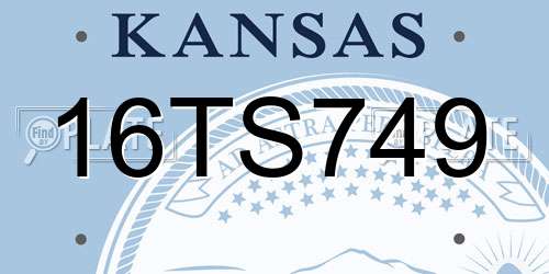 16TS749 Kansas License Plate