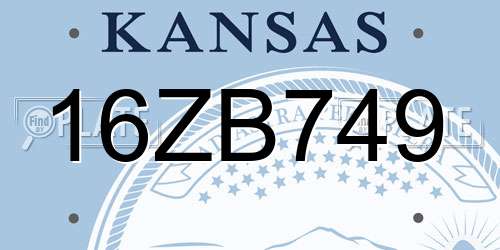 16ZB749 Kansas License Plate