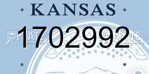 1702992 Kansas License Plate