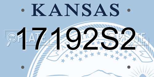 17192S2 Kansas License Plate