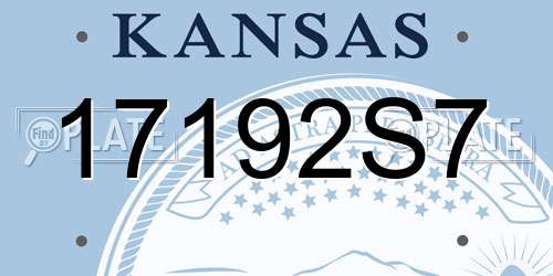 17192S7 Kansas License Plate